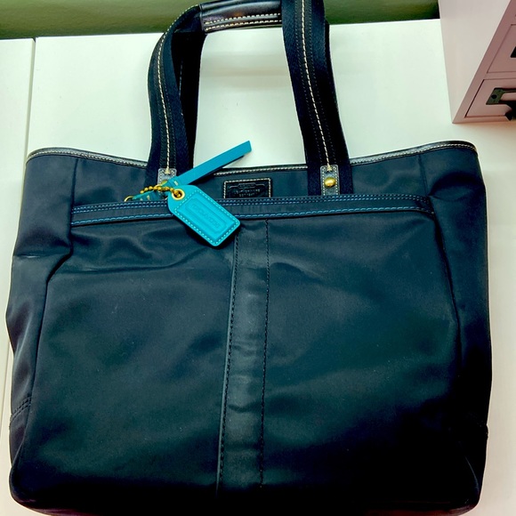 Coach Black Nylon/Leather Hampton Tote - Picture 2 of 13